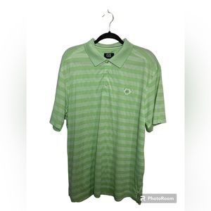 Cutter&Buck green striped short sleeve golf polo shirt. MGCC. XL